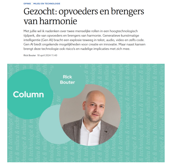 Gezocht: opvoeders en brengers van harmonie